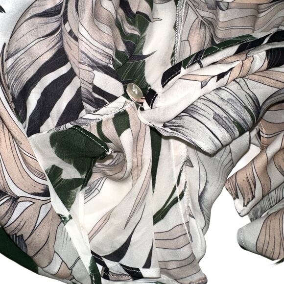 NWOT Milly Kia Tropical Print Silk Long Sleeve Wrap Top 0 - Picture 9 of 10